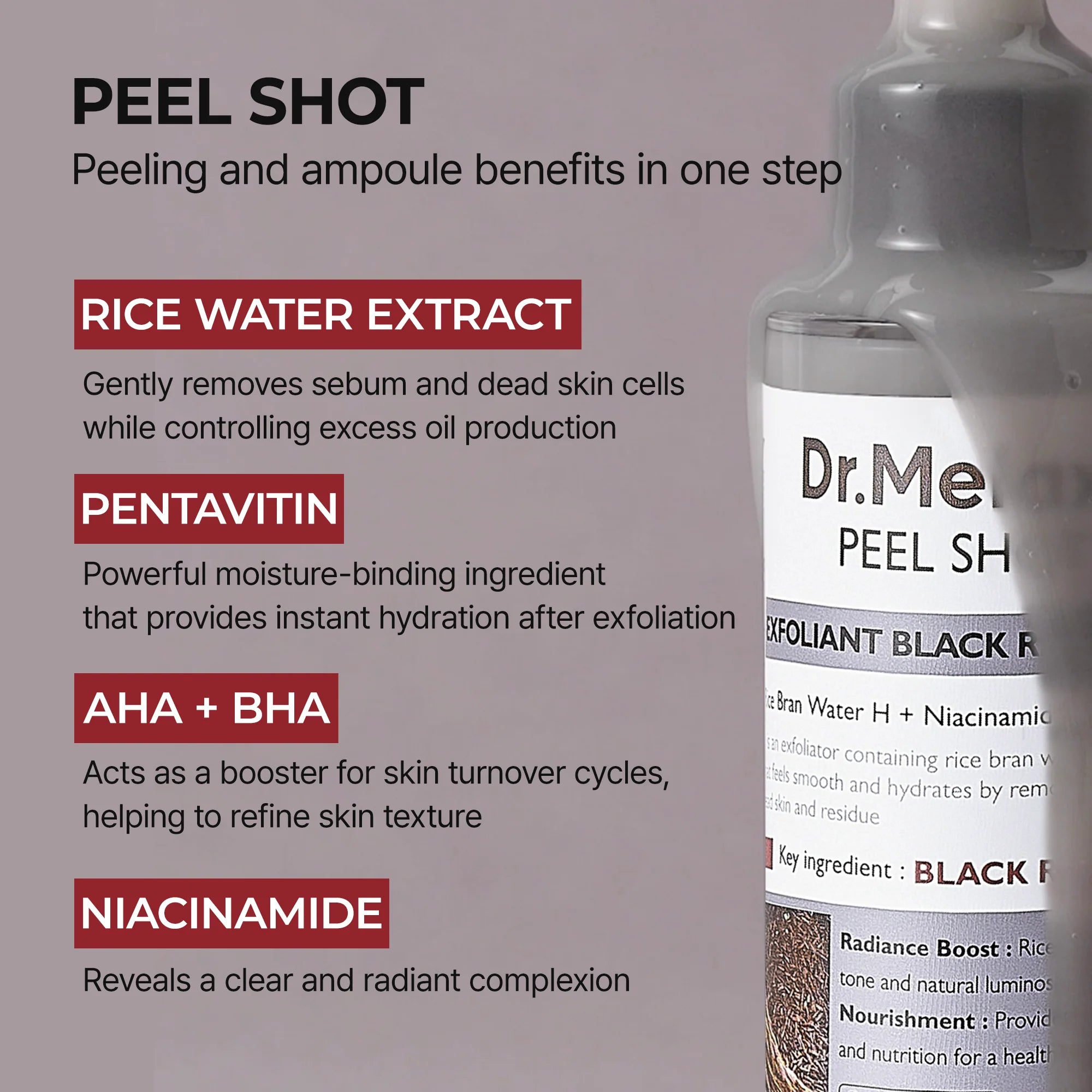 DR. MELAXIN  PeelShot Glow Black Rice Ampoule